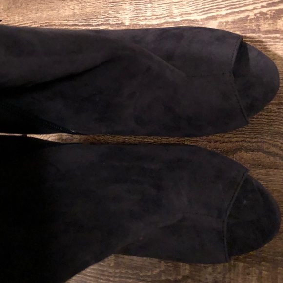 Thigh high blue fringe open toe boots - Picture 5 of 5